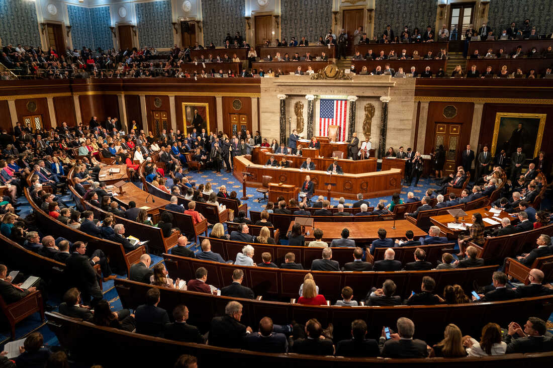 DEMOCRAT lawmakers gather ay the U.S. Capitol in Washington D.C., during congressional activity