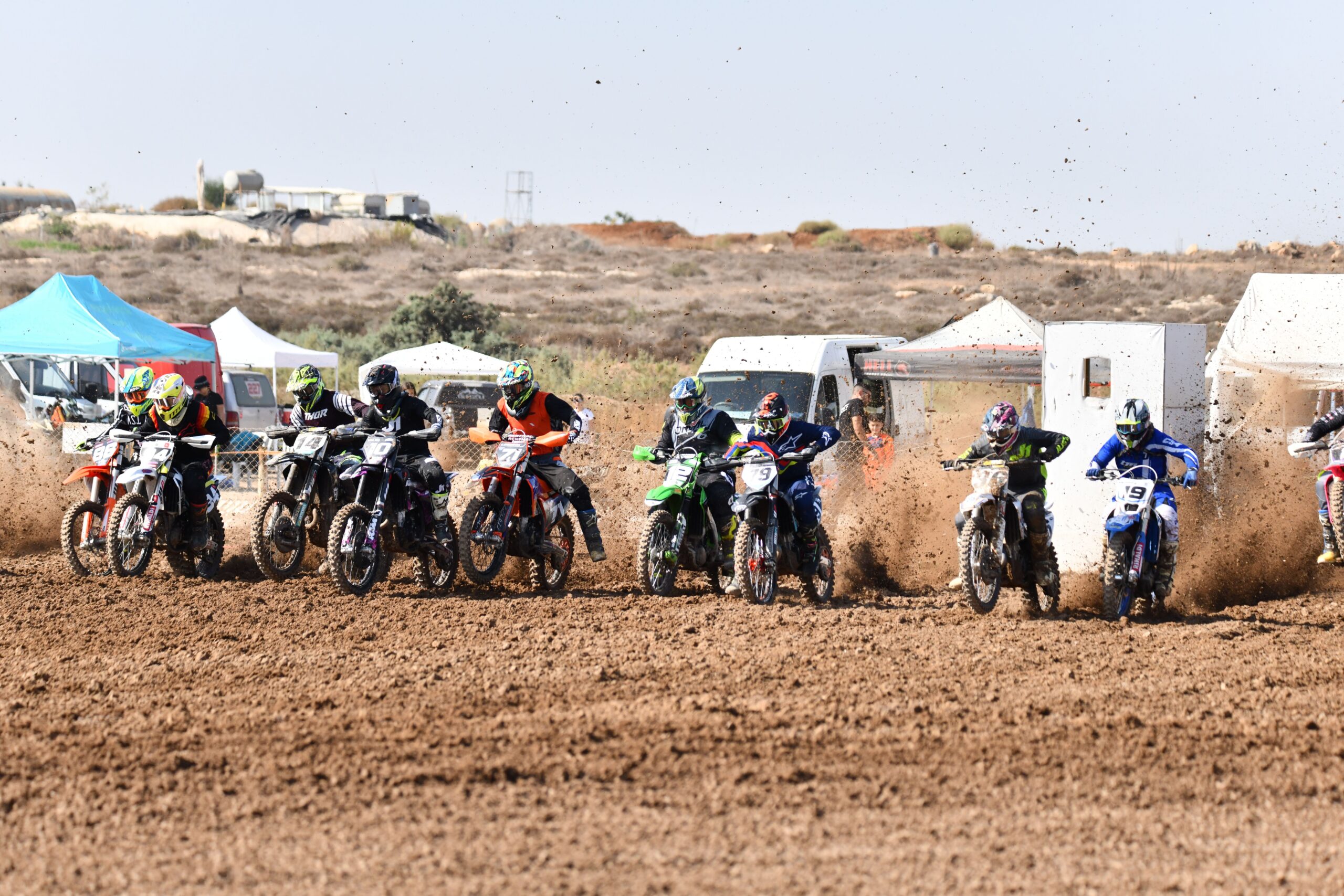 Motorcycle racer competing at Raton Supercross in Colfax County, New Mexico